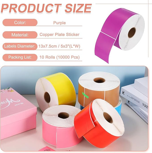 PATIKIL 1000Pcs Colored Coding Labels Stickers (Purple, 5x3Inch)