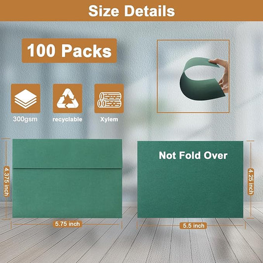 Silunkia 100 Packs 10 Assorted Colors Blank Note Cards and Envelopes 4.25 x 5.5 Heavyweight Single Panel Cardstock and A2 Envelopes Printable Self Seal for Wedding, Invitations, Thank You Cards