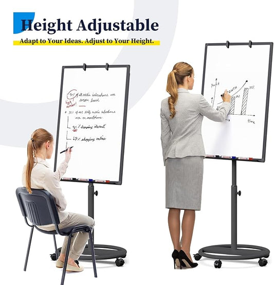Mobile Whiteboard – 36 x 24 inches Portable Magnetic Dry Erase Board, 3' x 2' Stand Easel White Board Dry Erase Easel Standing Board w/Flipchart Hooks (Black)