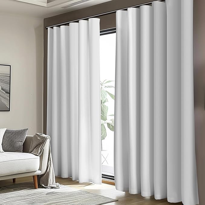 Cbsroro Room Divider Blackout Curtain Track Curtains Wall Dividers Panels Screen for Living Rooms Bedroom Office Privacy Partition Separation, W150 × L96 Inch,1 Panel, White