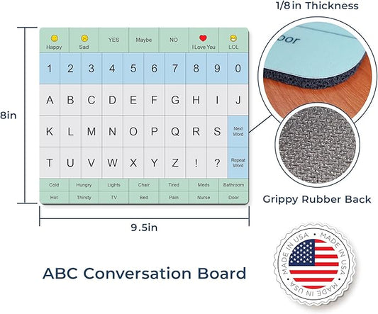 Adult Communication Board - Non-Slip, Portable Letter Chart for Non-Verbal, Stroke Recovery, Effective Visual Aids for Non-Speaking Patients, Pain Scale, QWERTY or ABC (ABC - 3 Pack)