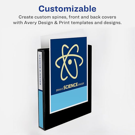 Avery Economy View 3 Ring Binders, Homeschool Supplies, Home Organization, 1" Round Rings, 4 Black Binders (05710)