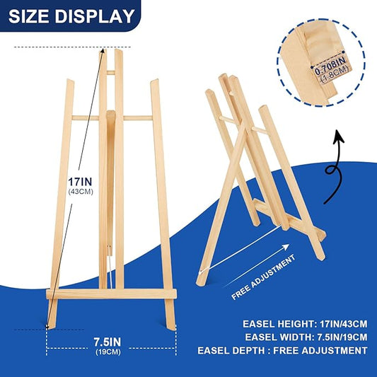 ESRICH 10pcs 17 Inch Tabletop Easels,Wood Easel for Painting,Tripod, Paint Party Easel, Kids Student Desktop Easel for Painting,Paint Easel for Canvas Paint