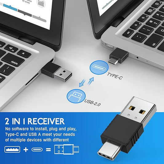 2 in 1 Type C USB Presentation Clicker,Wireless Presenter Remote PowerPoint Clicker for Computer Presentations with Volume Control,Slide Advancer for Mac Laptop
