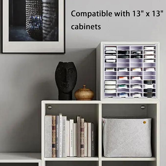 Krafetto 48 Grids Ink Pad Storage Rack, Wall-mountable Stamp Pad Organizer Holder Compatible with Slim Ink Pads(Grid Size 3" W × 3.9" D × 0.9" H)