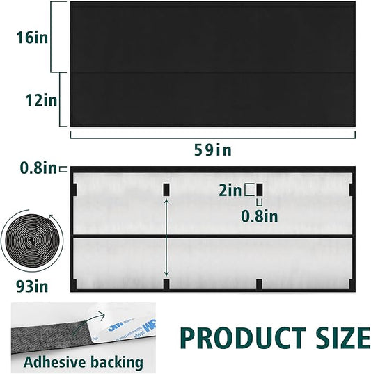 EcoBrisa 60" Under Desk Privacy Panel with Cable Management Organizer Sleeve Self-Adhesive Modesty Panel for Cord Organizer Pockets and Desk Skirt for Home Office or Standing Workstation