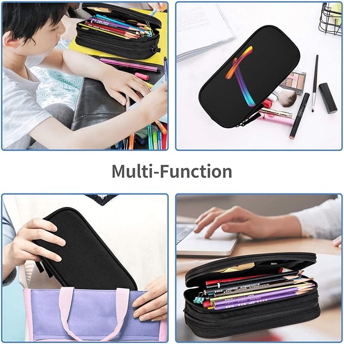 Pazacon Cute Initial Pencil Case for Kids Students, Large Capacity Pencil Pouch for Boys Girls, Letter Design Pencil Box Pen Bag Office Stationery Organizer, Rainbow Letter T