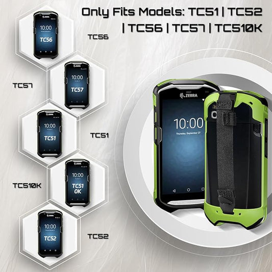 TC51 TC52 TC56 TC57 TC510K Case with Hand Strap - Protective & Ergonomic for Zebra Handheld Barcode Scanners SG-TC5X-EXO1-01 SG-TC5X-EXONHS-01 (Green)