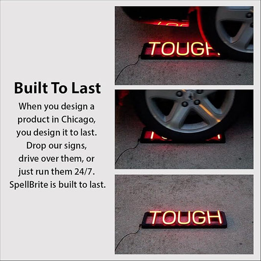SpellBrite ELEVATOR Sign | Directional Sign with Neon Look, Blue LED Light Source | 31.1" x 6.3"