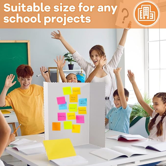 Henoyso 12 Pcs 36 x 48 Inch White Trifold Poster Board Large Tri Fold Presentation White Display Board Foldable Paperboard for Science Fair School Business Project Exhibition