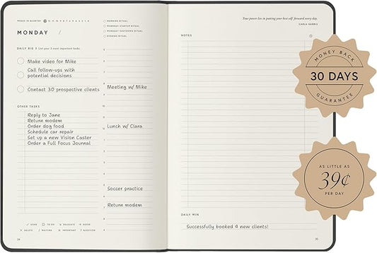 Full Focus Navy Linen Planner by Michael Hyatt - The #1 Daily Planner to Increase Focus, Eliminate Overwhelm, and Achieve Your Biggest Goals - Hardcover