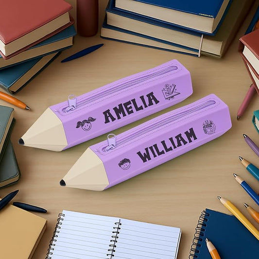 ubmpj Personalized Pouch with Your Name - Custom Pencil Shaped Case for with Zipper Pen Bag Stationery Organizer for Teacher Name Appreciation Gift