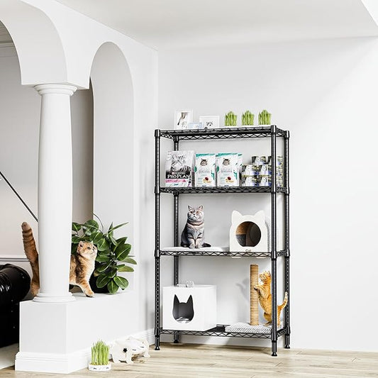 M MZG 1000 lbs 4 Tier Shelf Metal Storage Shelves Shelving Wire Rack Heavy Duty Closet Organizers for Garage Kitchen Bathroom Laundry Black 13.8" D x 35.4" W x 59.5" H