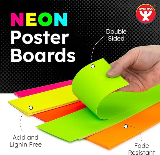 Hygloss Small Poster Board 4x11 - 50 Neon Pink Single Color Poster Boards Bulk Pack - 10 Pt. Thickness Colored Poster Board Paper for Projects, Flash Cards, Signs - Posterboard Multipack 4" x 11"