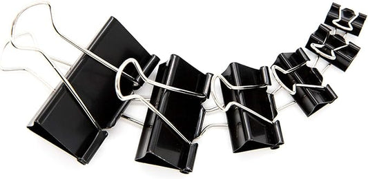 DSTELIN Binder Clips Paper Clamps Assorted Sizes 100 Count (Black), X Large, Large, Medium, Small, X Small and Micro, 6 Sizes in One Pack, Meet Your Different Using Needs.