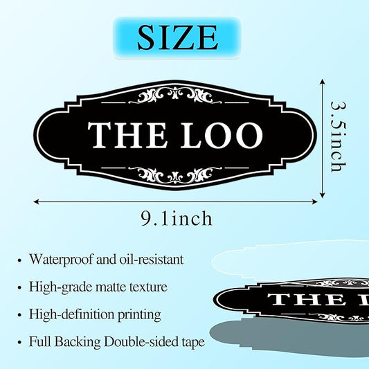 The Loo Sign for Bathroom Decoration, Self-adhesive Funny Bathroom&Restroom Sticker Decor for House, Home,Office,Shop Door(Black)