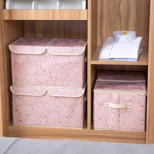 PRANDOM Large Stackable Storage Bins with Lids Fabric Decorative Storage... (1..