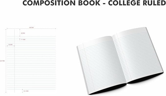 EcoNama Composition Notebooks Pack of 48 College Ruled 200 Pages (100 Sheets) 9.75"x7.5" Black Marble Carbon Neutral Recyclable Paper Eco-Friendly School & Office Supplies For Students and Professionals