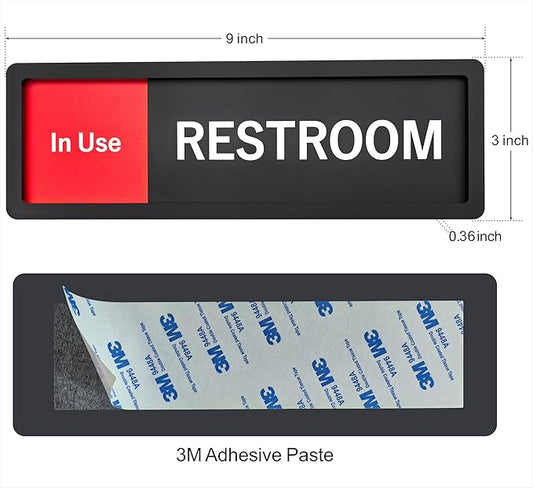 Restroom Sign – In Use/Available Slide Switch Sign ,Premium Durable Acrylic Material, Super Strong Self-Adhesive, Quick Installation, Suitable For Your Home And Business (9×3 Inches, Black)