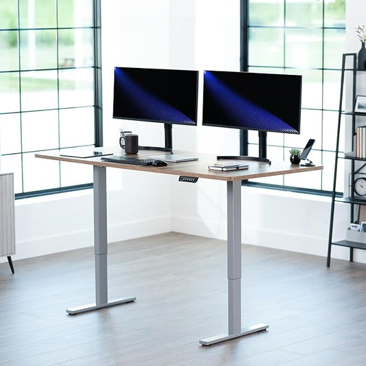 VIVO Electric 71 x 36 in Standing Desk, Memory Height Adjustment, 1B Series, Holds 220 lbs, Reclaimed Wood Top Gray Frame, DESK-KIT-1G7P-36
