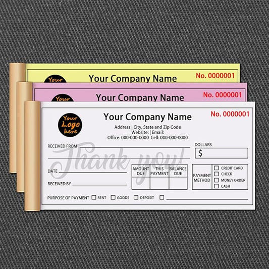 Personalized Invoice Book Custom 2 Part/3 Part Receipt Book Quote Estimate Order Forms Carbonless Form with Your Company Name Logo Address,2-10 Books (Style 3)