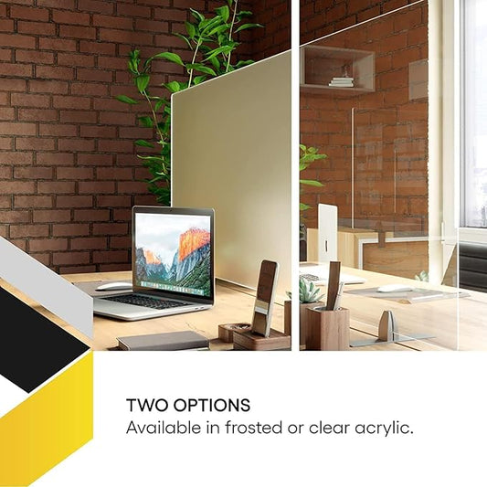 OBEX Acrylic Free Standing Screen, Divider for Desk Privacy Home & Office Partitions for Table Top Workstation, Portable Cubicle Panel for Work, 18" x 66", Clear