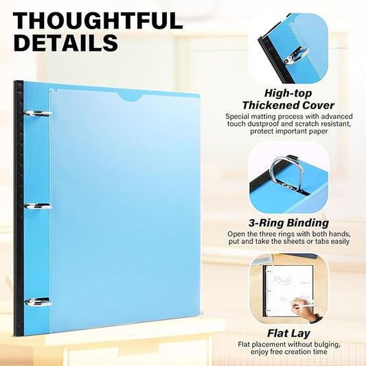 MAKHISTORY 1 Inch Telescoping 3 Ring Binder-12PCS, Flexible Binder with Customized Front Cover, Holds 225 Sheets, School Office Supplies, 4 Colors