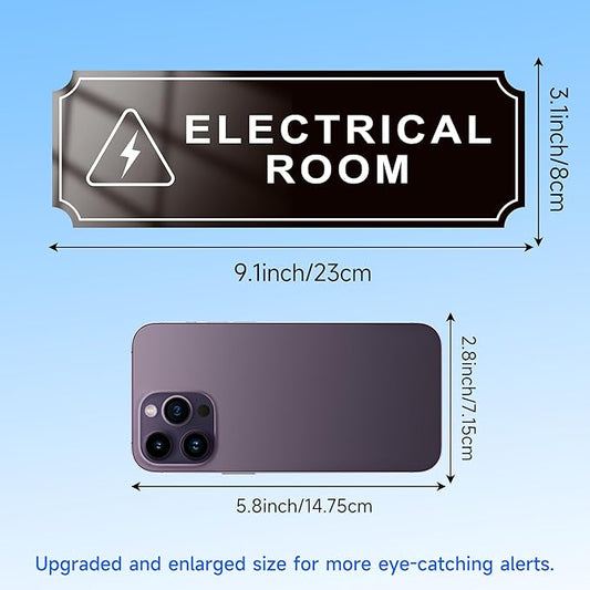 Electrical Room Door Sign for Business,Self-Adhesive Durable Modern Electrical Closet Room Sticker for Home, UV and Weather Resistant Authorized Personnel Only Signs for Business ,Workplace