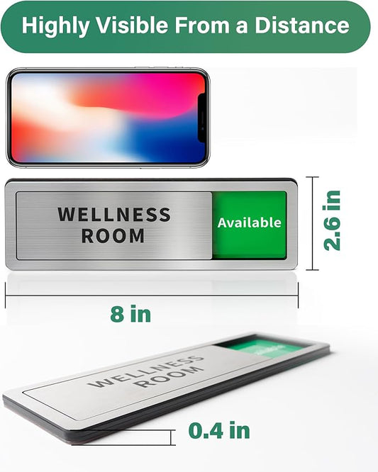 Office Door Signs Do Not Disturb, In Use/Available Slider Sign for Home Office Wellness Conference Vacant Occupied Privacy Slide Door Sign,Brushed Silver