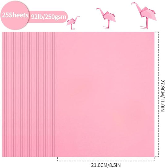 25 Sheets Pink Cardstock - 8.5'' x 11'' Double-sided Cover Card Stock 92lb/250gsm Heavyweight Paper for Art Crafts Scrapbooking Wedding Valentine's Day Cards Party Décor UAP13PK