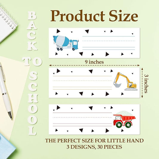30 Name Tags for Classroom Cubbies, 3x9 in Constructions Name Plates for Desks, Classroom Must Haves for Teachers Elementary - A08