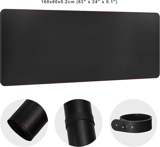 ZORESYN Large Office Desk Pad (63" x 23.6") - Waterproof PU Leather Desk Mat with Non-Slip Base, Oversized Extended Mousepad for Keyboard & Mouse, Black