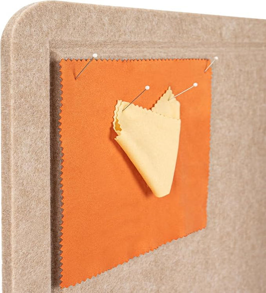 Large Bulletin Board - 60 x 36 Inches, Decorative Felt Pin Board for Wall - 5' x 3' Foldable Photo Display Board with Self-Adhesive Tape, Includes 20 Push Pins - Beige Brown