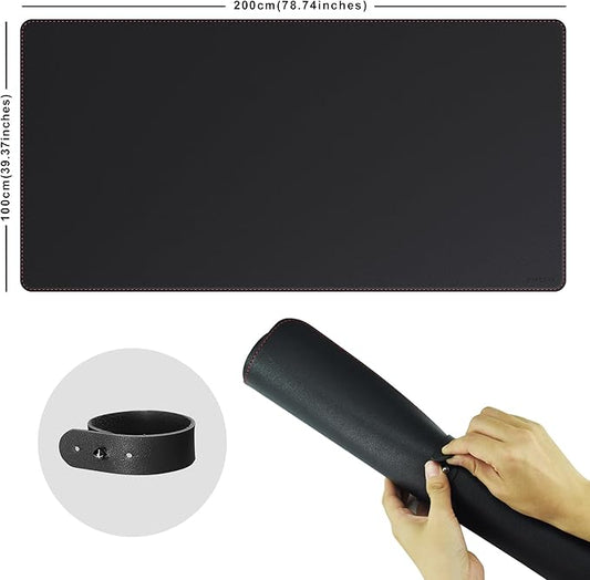 ZORESYN Office Desk Mat 78.7x39.4inch, Large Mouse pad Desktop Cover, Waterproof PU Leather Desk Blotter Protector with Non Slip Base for Home Office (Black)
