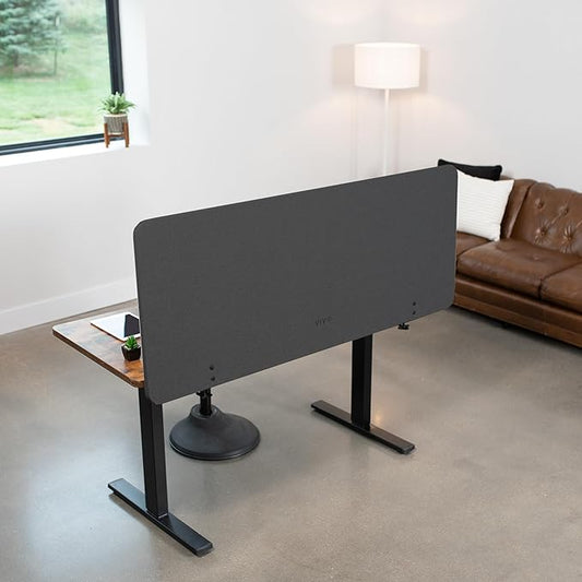 VIVO Clamp-on/Screw-on 60 x 24 inch Privacy Panel, Sound Absorbing Cubicle Desk Divider, Acoustic Partition, Dark Gray, PP-1-V060D