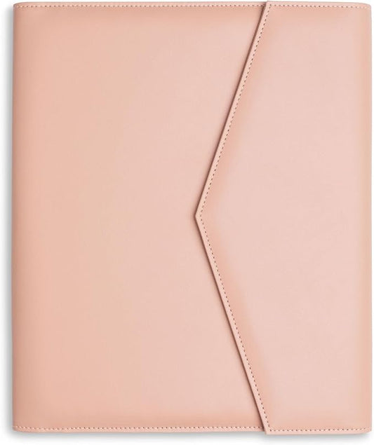 FOREVERMORE PORTFOLIOS Padfolio Binder Organizer for Women | Faux Leather Portfolio Folder for Resume, Documents, Notebook, Tablet and Business Cards | Notepad Included - Pink