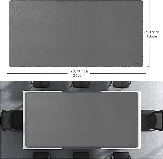 CENNBIE MAX200 78.7" x 39.4" Leather Desk Mat, Extra Large Desk Pad Blotter Protector, Extended Table Pad, Waterproof PU Leather Desk Mat on top of desks Large for Office and Home (Grey)