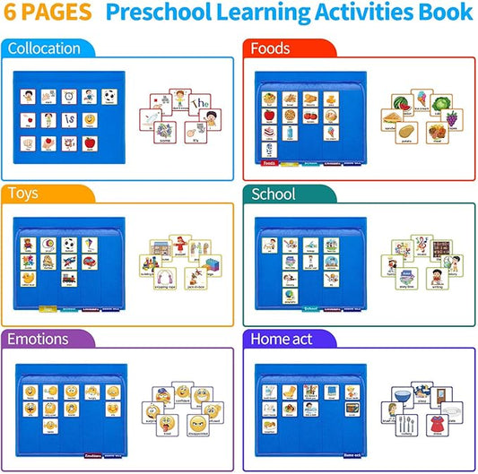 Visual Communication Book, Nonverbal Communication Board, Autism Language Vocabulary Learning Materials, Speech Articulation Therapy Cue Cards for Kids, Toddler Behavior Book for Home School