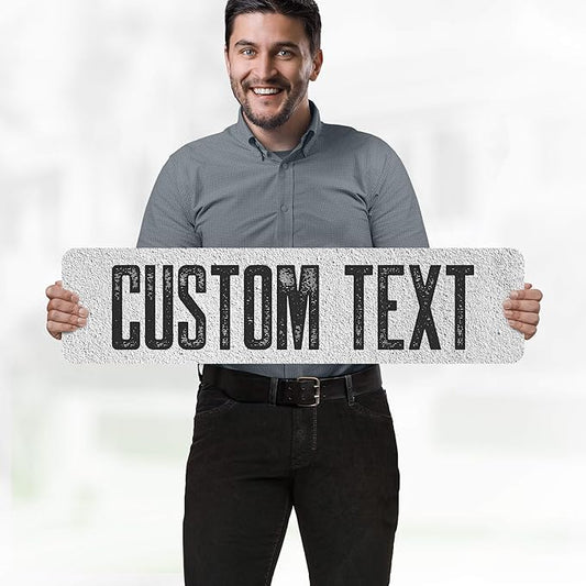 Custom Sign, Custom Street Sign, 11 Font Colors, 13 Font Styles, 4 Hole Options, 22 Sizes, 8x32 Inches, Rust Free DiBound, Fade Resistant, Made in USA by My Sign Center (Concrete)