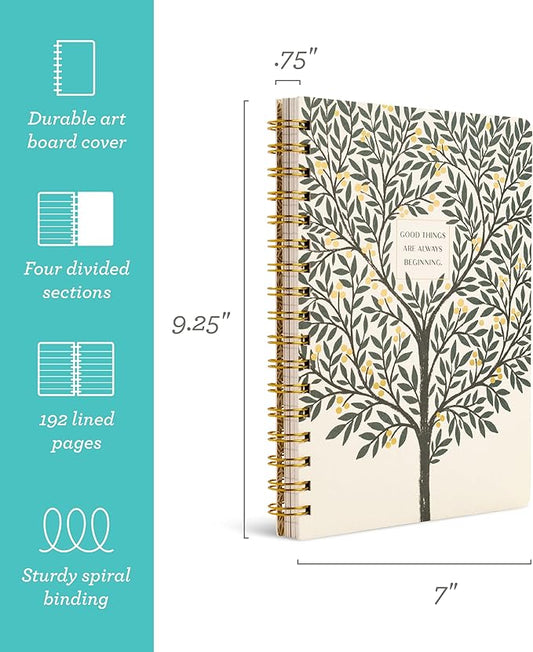 Compendium Spiral Notebook – Good Things Are Always Beginning – A Designer Spiral Notebook with 192 Lined Pages, College Ruled, 7.0”W x 9.25”H