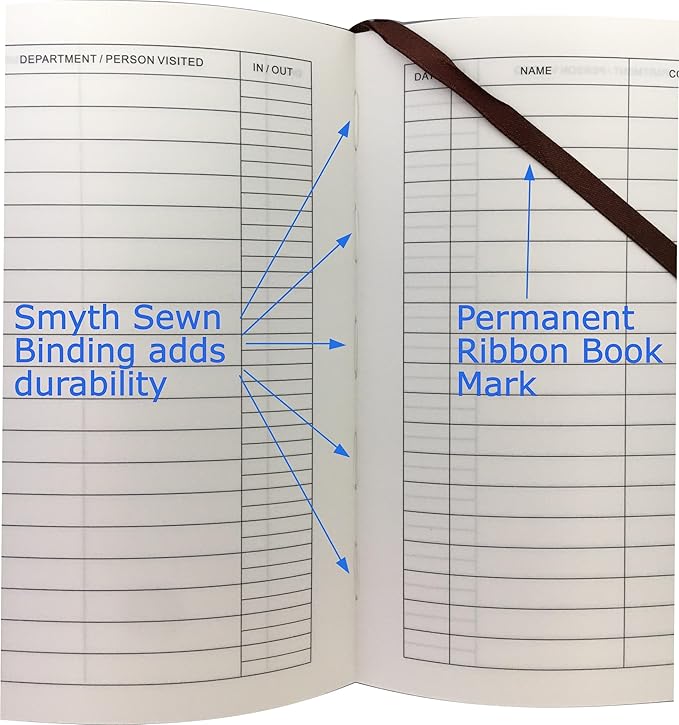 Officewerks Visitors Register & Guest Book, 120 Pages, 8 7/8" X 7", Black Hardbound Cover, Durable Smyth Sewn Binding