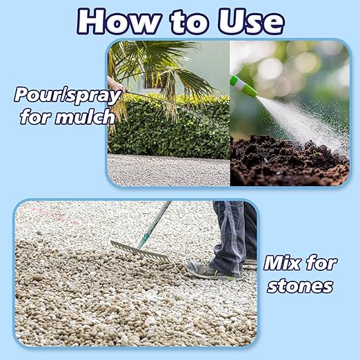 YOBTOP Rock Glue for Landscaping - 64oz Professional Strength Mulch Glue for Rocks Pea Gravel Pine Straw | Non-Toxic Fast-Drying Weather-Resistant for Patios Walkways Driveways Garden Borders