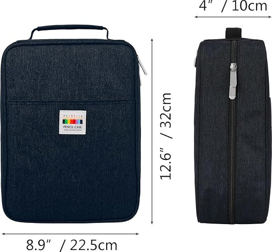 JAKAGO 274 Slots Colored Pencil Case Large Capacity Pen Holder for Artist Painter Zipper Organizer Bag for Marker Highlighter Storage Case for Office Sketch Travel Supplies(Blue)