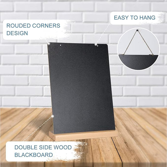 11.7x16.5 Inch Tabletop Chalkboard with Wood Base, Menu Chalkboard Stand, Message Board, Bar and Special Event Decorations, Hanging Double-Sided Chalkboard Sign for DIY Home Decoration,Beech