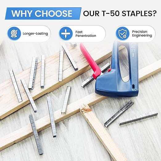 meite T-50 Staple Gun Staples Marine, 1/4 Inch 304 Stainless Steel T-50 Staples, Heavy Duty 20 Gauge 3/8 Inch Crown Upholstery Staple for Marine Applications (10 Packs)