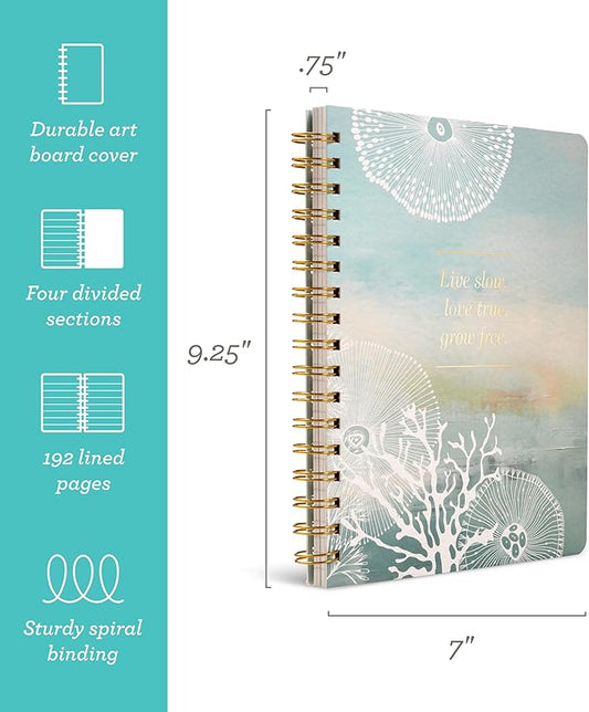 Compendium Spiral Notebook – Live Slow, Love True, Grow Free. – A Designer Spiral Notebook with 192 Lined Pages, College Ruled, 7.0" W x 9.25" H