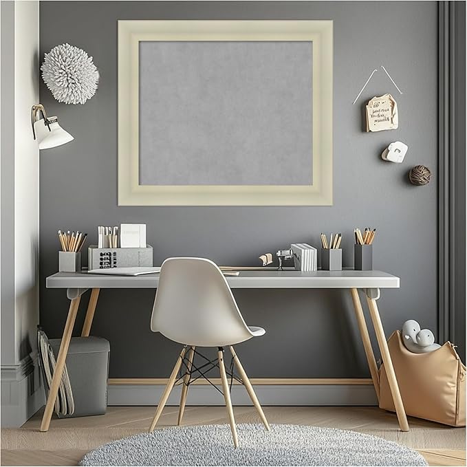 Amanti Art Silver Framed Magnetic Board 25x29 Medium Vision Board for use with Magnets, 100% Metal Sheet to Display Items as Office Decor or for Home Organization in mudroom, Kitchen or Kids Room