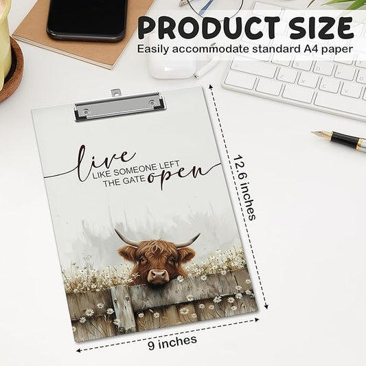 APIILVPQ Cow Clipboard,Daisy Clipboards with Low Profile Clip for Office School Use, Cow Lover Gifts for Women Nurses Teachers Students - B07