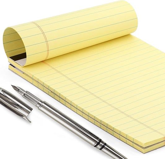 Emraw Jr. Legal pad, Small Note Pads Legal Ruled Writing Pad. Perforated Edge. 5" X 8" Canary Yellow, Universal, 50 sheets per Pad (Pack of 12)