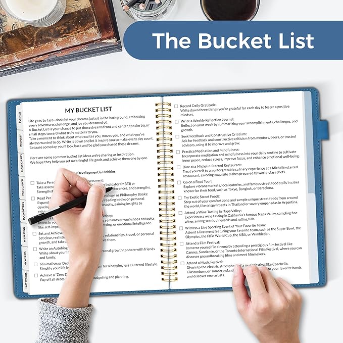 SUNEE End of Life Planner - I‘m Dead Now What Planner, Large Print Spiral-Bound Estate Organizer with Tabs for Seniors & Family. Covers Final Wishes, Passwords & Funeral Planning.A4(9"x11.2"), Blue